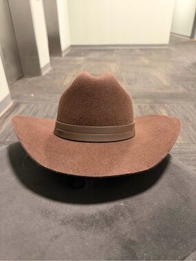 Frye Brown Felt Western Cowboy Hat with Leather Band